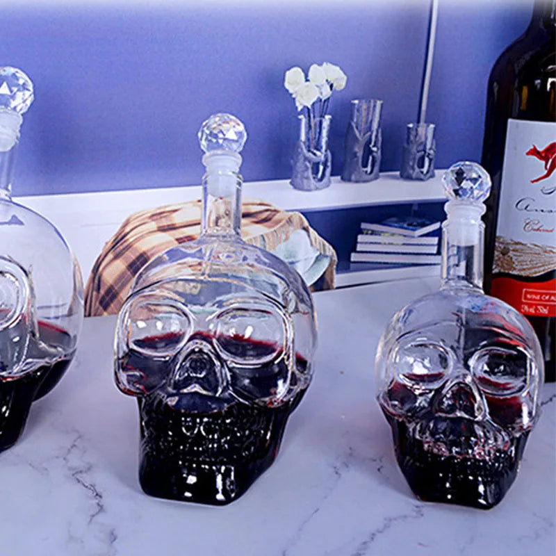 Skull Head Crystal Decanter & Glass Set – Gothic Bar Whisky Vodka Wine Spirits