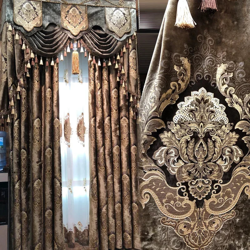 European Palace Luxury Curtains - Velvet Drapes for High Windows