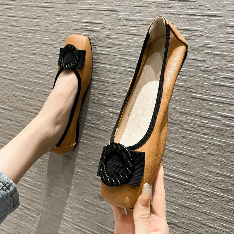 Plus Size Ballet Flats with Bow - Soft Sole Loafers - Shello's Creative Boutique