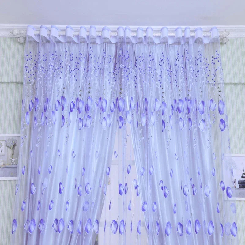 Modern Purple Tulle Curtains - 200x100cm Sheer Voile Drapes - Shello's Creative Boutique