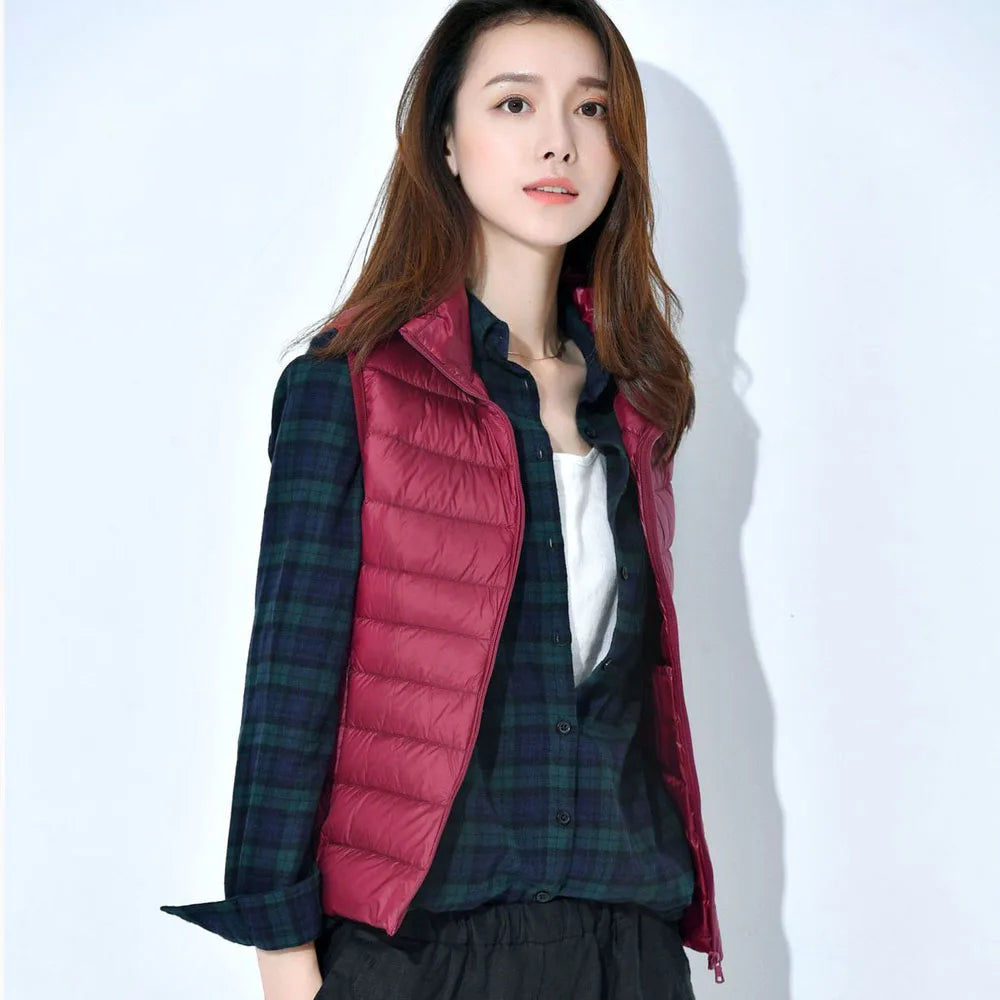 Women's Ultra Light Down Vest – Slim Sleeveless Windproof Gilet Jacket