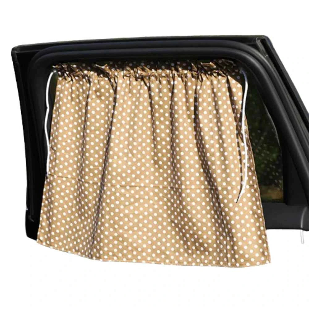 Suction Cup Car Curtains Cute Cartoon Animal/Floral Sunshade Curtain UV Protection Cotton Car Window Cover Car Interior