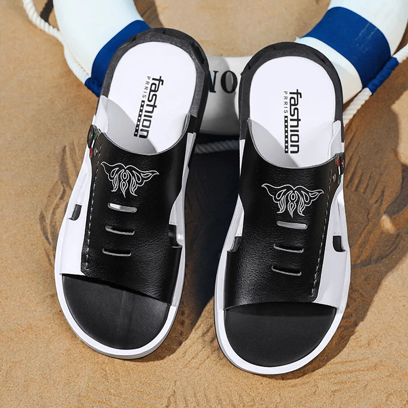 Men's Casual Summer Sandals – Black & Orange