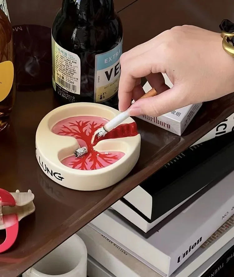 Pink Lung Ashtray – Funny Resin Desktop Cigarette Ash Tray
