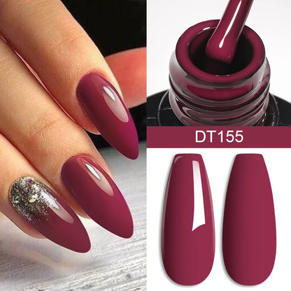 MEET ACROSS 7ml Red Gel Nail Polish Crystal Semi Permanent Soak Off UV Gel Varnish Nail Art Manicure Base Matte Top Coat Vernis - Shello's Creative Boutique