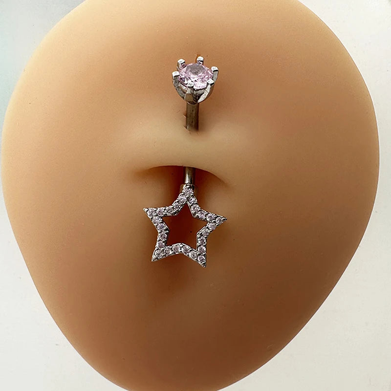 Cross Pendant Navel Ring – 316 Stainless Steel Bar