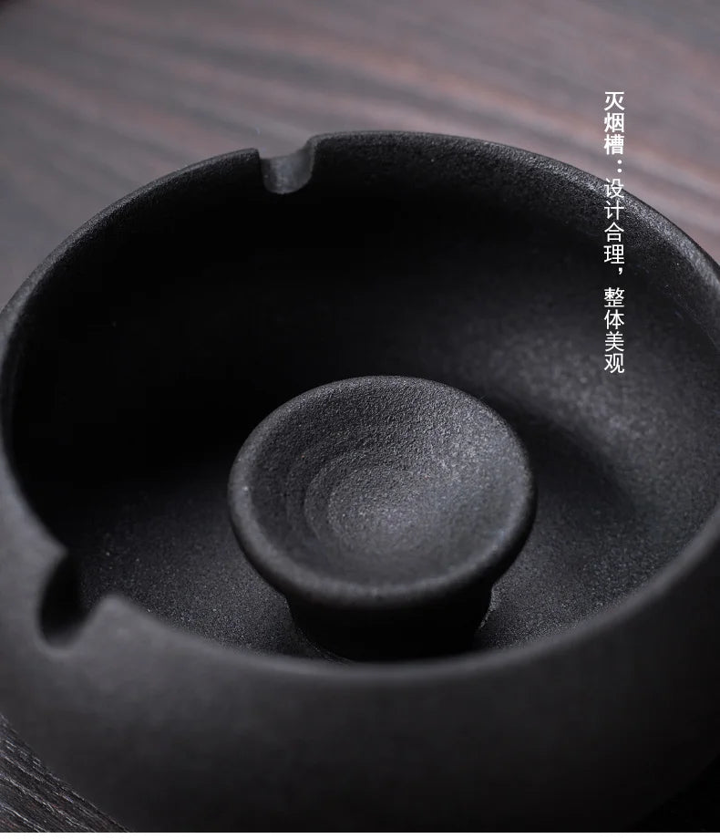 Creative Ceramic Ashtray with Lid – Anti-Fly Ash Desktop Ornament, 18 Styles