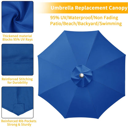 Parasol Replacement Cover – PU-Coated Oxford Waterproof Canopy for 6 & 8 Rib Garden Parasols