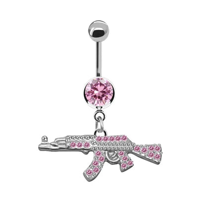 Pink Stainless Steel Belly Button Ring – Animal & Butterfly Styles