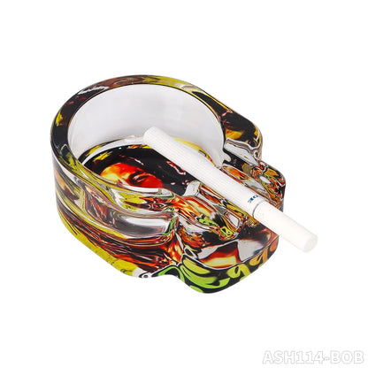 Gothic Skull Glass Ashtray – Detailed Carved Skull Head Design 85mm Smoking Accessory