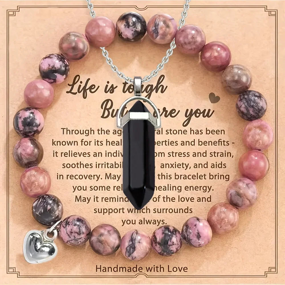 Amethyst & Purple Agate Bracelet and Necklace Gift Set – Stress Relief Jewellery