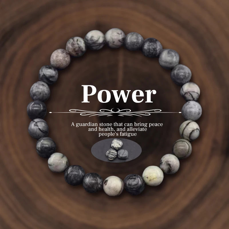 8mm Natural Stone Beaded Bracelet – Amethyst, Crystal, Agate & Tiger Eye