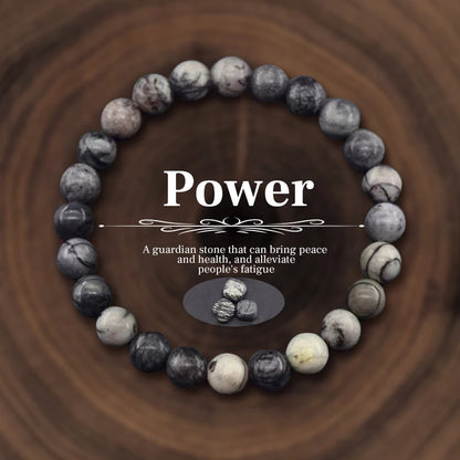 8mm Natural Stone Beaded Bracelet – Amethyst, Crystal, Agate & Tiger Eye