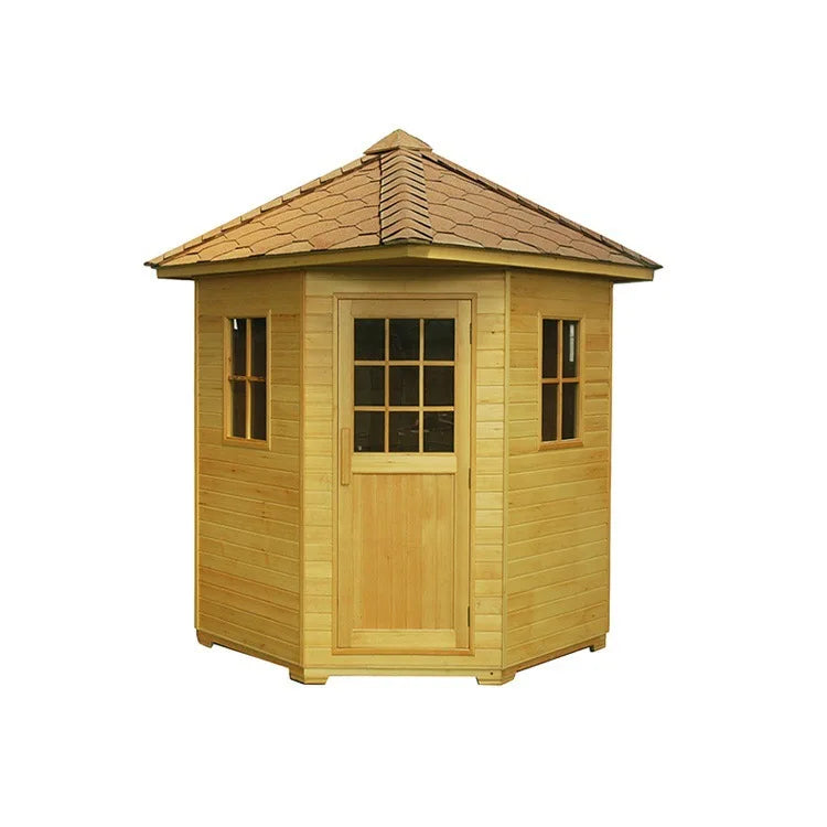 4-Person Far Infrared Outdoor Sauna Cabin – Canadian Hemlock, 4200W with CD/MP3 & Oxygen Ioniser