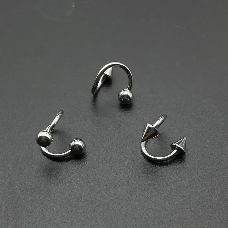 Stainless Steel Nose Ring Piercing Horseshoe Spike Septum Piercing Lip Tragus Helix Piercing Body Piercing Ring Hip Hop "S"