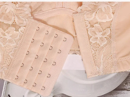 Embroidered Push-Up Backless Bra – Sexy Lace Lingerie for Women, Plus Size Wire-Free Bra Tops (C–E Cup, 36–48)