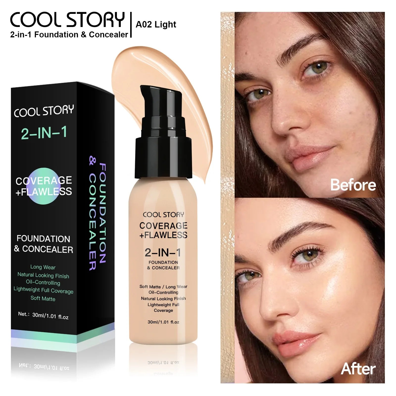 10 Color Lasting Face Foundation Cream Oil-Control Matte BB Cream Liquid Full Coverage Waterproof Hydrating Brighten Concealer - Shello's Creative Boutique