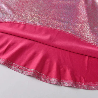 VIKITA Summer Princess Party Dress for Girls – Sleeveless Shiny Ball Gown with Patchwork Mesh Skirt (Ages 4–6) - Shello's Creative Boutique