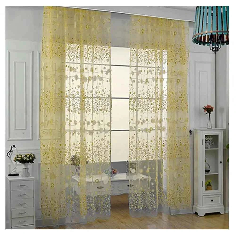 100cm x 200cm Window Curtain Floral Pattern Summer Transparent Window Screening Door Curtains Room Decor Drape Panel Sheer