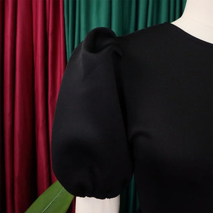 Elegant Pleated A-Line Dress - High Waist Mid-Calf Dress - Shello's Creative Boutique