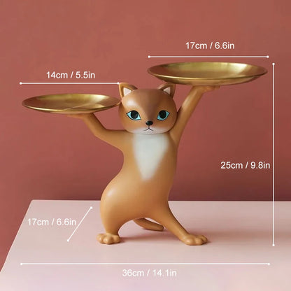 Cat Resin Sculpture Tray – Decorative Desktop Storage for Keys, Candy & Home Décor