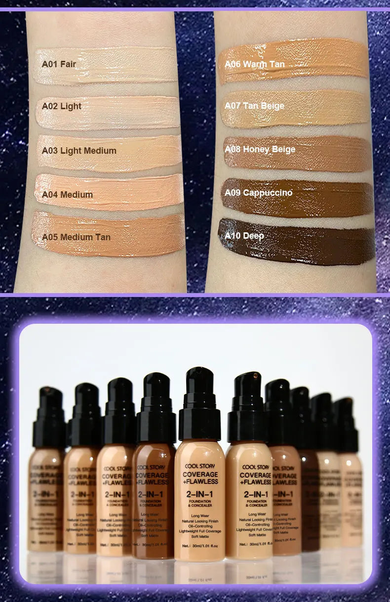 10 Color Lasting Face Foundation Cream Oil-Control Matte BB Cream Liquid Full Coverage Waterproof Hydrating Brighten Concealer - Shello's Creative Boutique