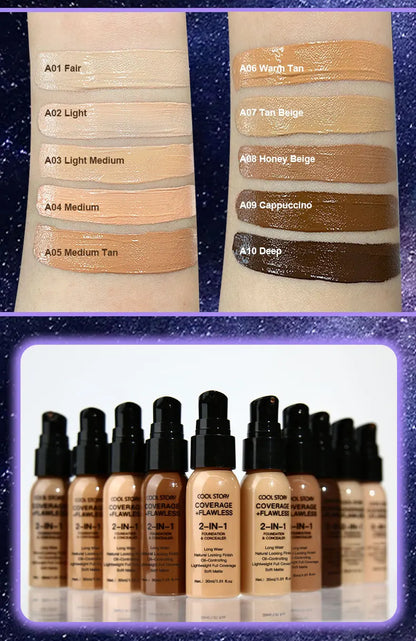 10 Color Lasting Face Foundation Cream Oil-Control Matte BB Cream Liquid Full Coverage Waterproof Hydrating Brighten Concealer - Shello's Creative Boutique