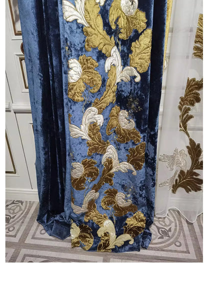 European Luxury Villa Curtains - French Velvet Embroidered Drapes - Shello's Creative Boutique