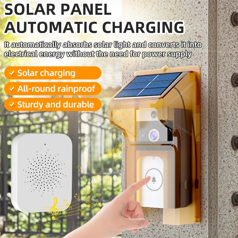 Outdoor Wireless Solar Doorbell Camera with WiFi & Waterproof Cover