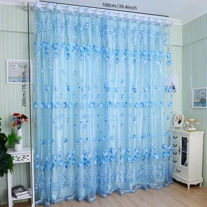 Modern Purple Tulle Curtain Panel - 200x100cm Sheer Voile Drape for Living Room & Bedroom - Shello's Creative Boutique