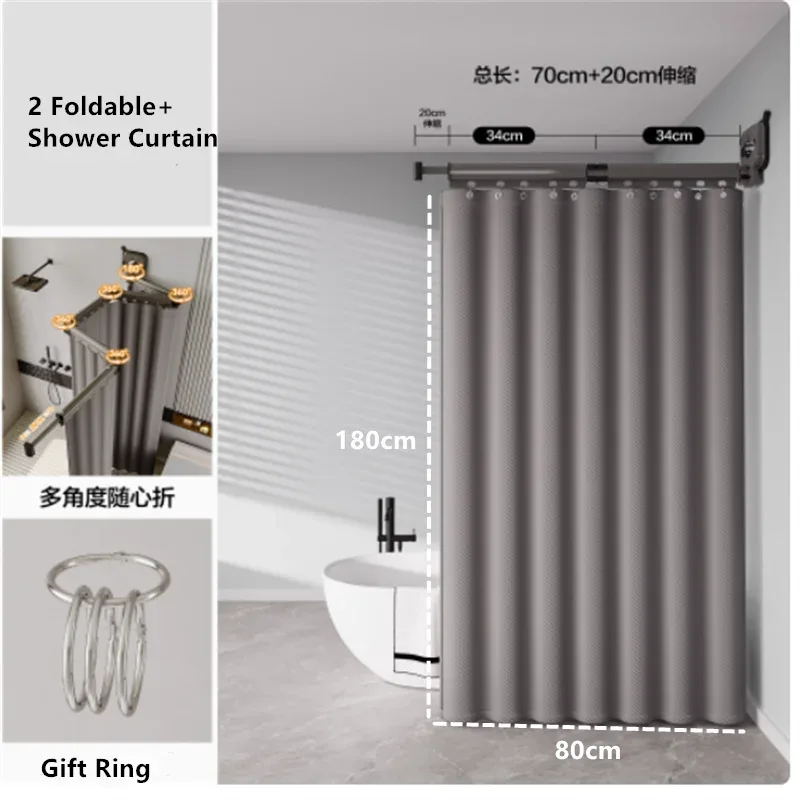 Foldable Waterproof Shower Curtain - No-Drill Bathroom Water Barrier - Shello's Creative Boutique