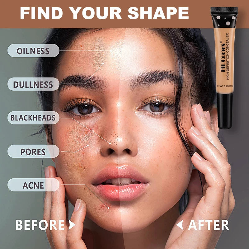 Nude Makeup Facial Foundation Waterproof Cover Blemish Base Fluid Concealer Oil Control Lasting Brighten Skin BB Cream Cosmetics - Shello's Creative Boutique