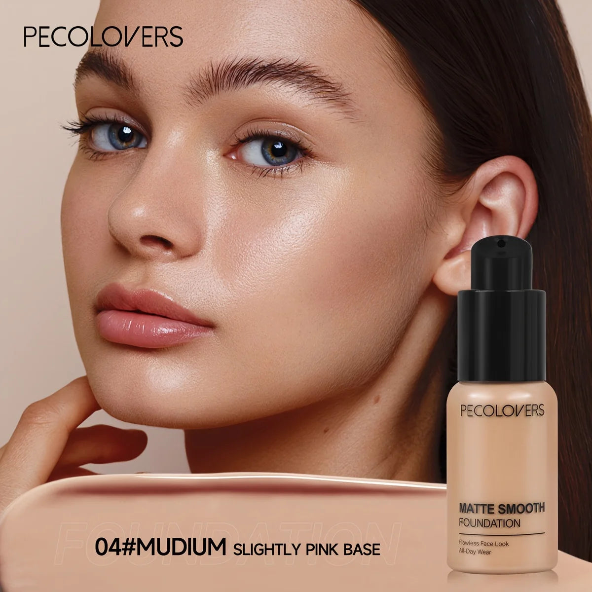 PECOLOVERS Matte Finish Liquid Foundation - Oil-Control, Waterproof, Full Coverage Concealer for All Skin Tones - Shello's Creative Boutique