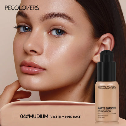 PECOLOVERS Matte Finish Liquid Foundation - Oil-Control, Waterproof, Full Coverage Concealer for All Skin Tones - Shello's Creative Boutique