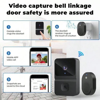 Wireless WiFi Outdoor Doorbell Camera with HD Video, Night Vision & Kement App