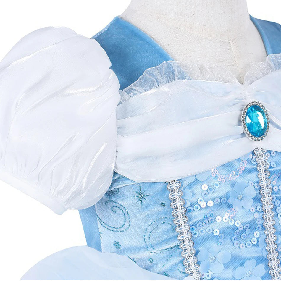 DreamParty Girls' Cinderella Princess Dress – Tiered Cosplay Costume with Accessories Shello's Creative Boutique