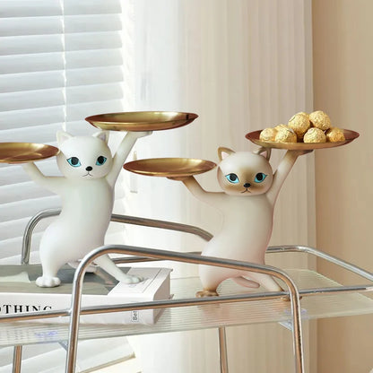 Cat Resin Sculpture Tray – Decorative Desktop Storage for Keys, Candy & Home Décor