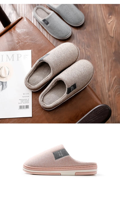 Men's Winter Warm Cotton Slippers - Couples Flats Non-Slip Indoor Slides (Large Size 40-51)