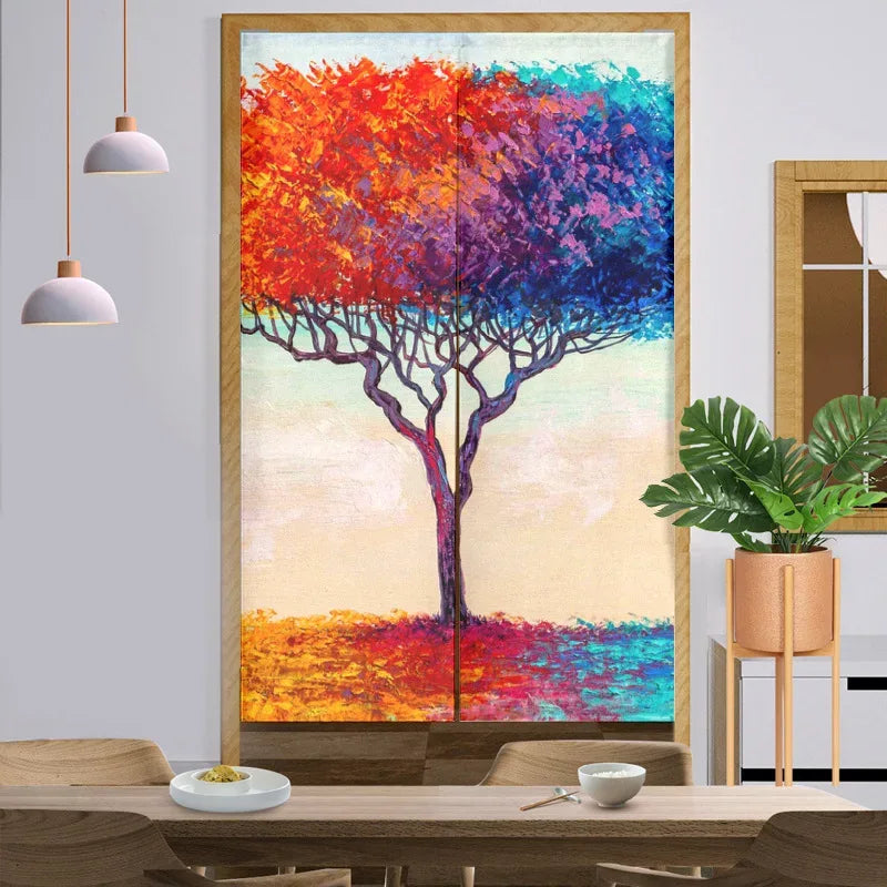 Forest Nature Landscape Door Curtains - Noren Style Entrance Drapes - Shello's Creative Boutique