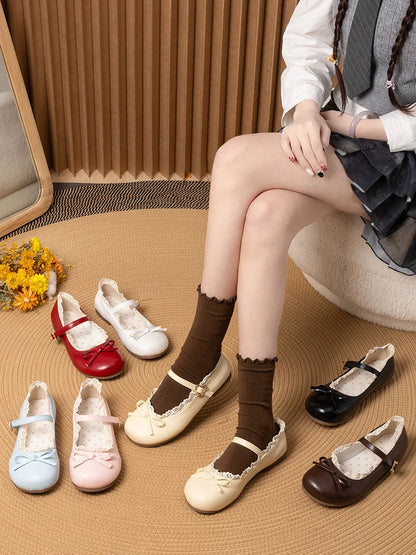 Women's Mary Janes Flat Shoes - Round Toe Buckle Strap Ballet Flats