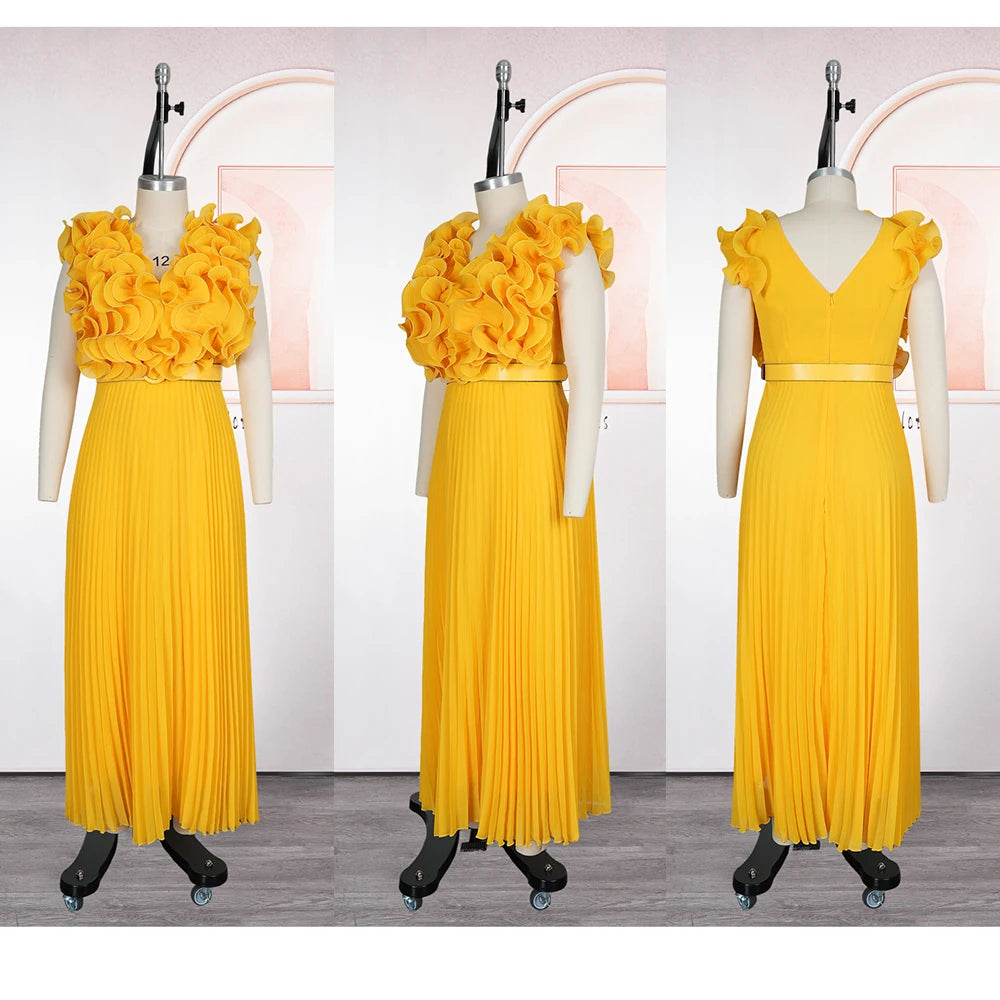 Elegant African Maxi Dress - Sleeveless Chiffon Evening Gown - Shello's Creative Boutique