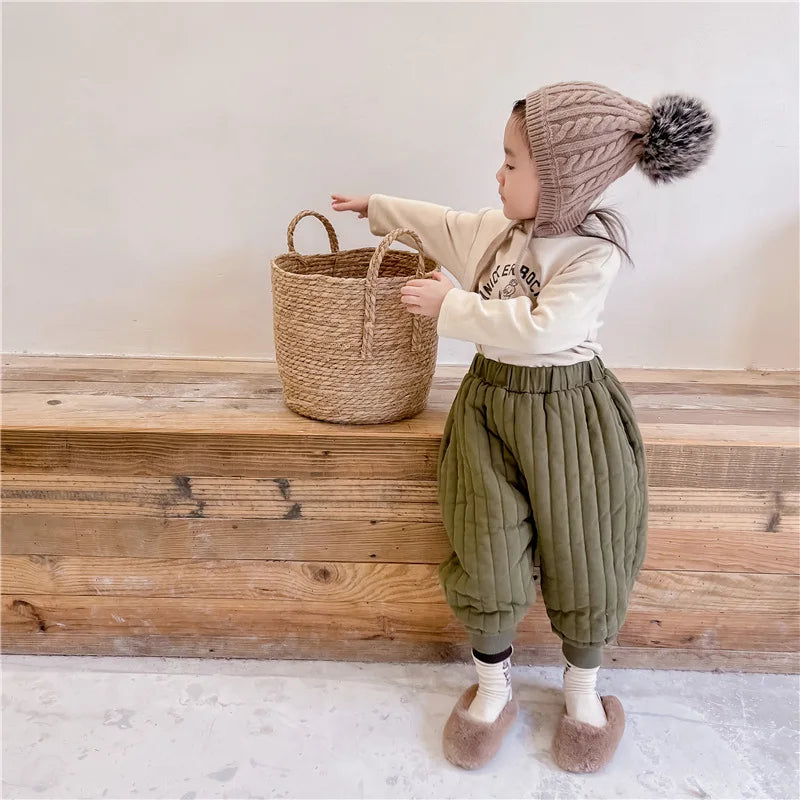 Winter Cotton-Padded Kids Harem Trousers – Unisex Full-Length Thermal Pants (Ages 2–7) Shello's Creative Boutique