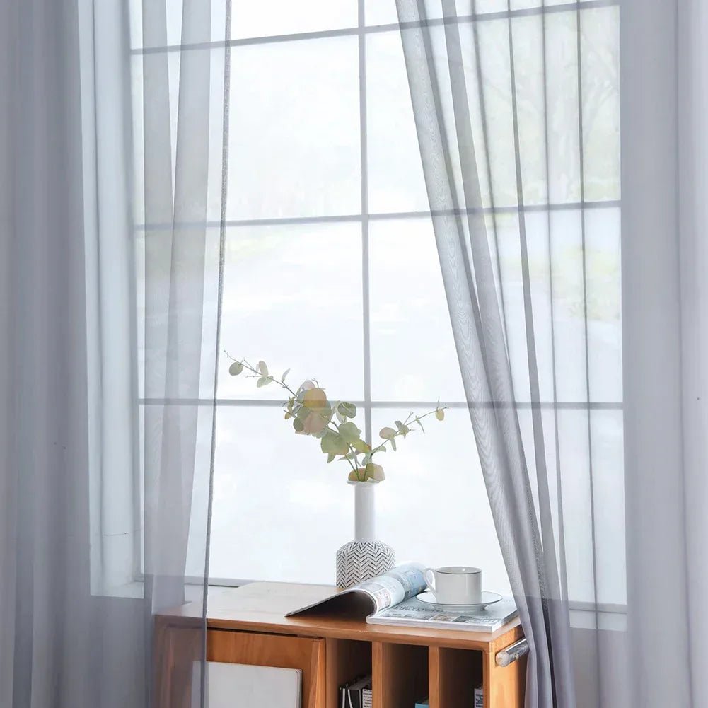 Sheer White Tulle Curtains – Elegant Voile Window Drapes - Shello's Creative Boutique