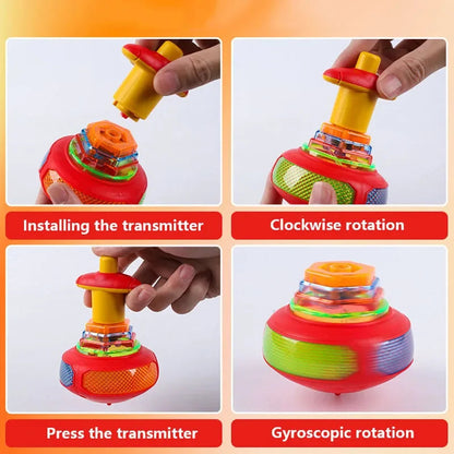 8cm Gyroscope Children Toys Music Luminous Magic Rotating Launch Cartoon Colorful Flashing Spinning Top Children Toys Shello's Creative Boutique