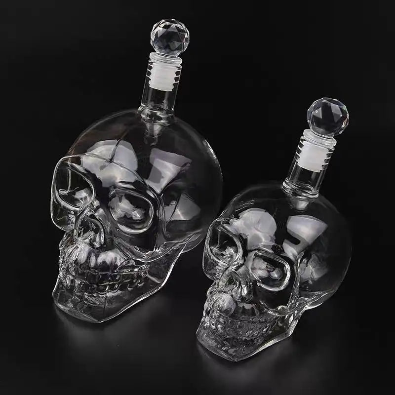 Skull Head Crystal Decanter & Glass Set – Gothic Bar Whisky Vodka Wine Spirits
