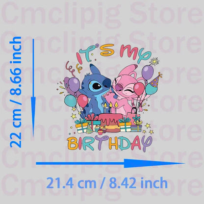 It's my birthday thermo-stickers for children Clothing patches Stitch vinyl stickers iron on transfer Shello's Creative Boutique
