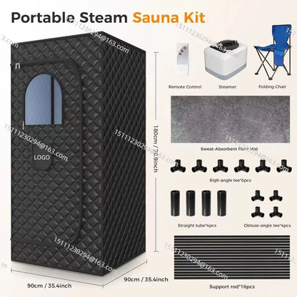 Full Body Steam Sauna Tent – 1-Person Home Spa, 3L Steamer with Remote Control & Timer