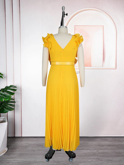 Elegant African Maxi Dress - Sleeveless Chiffon Evening Gown - Shello's Creative Boutique