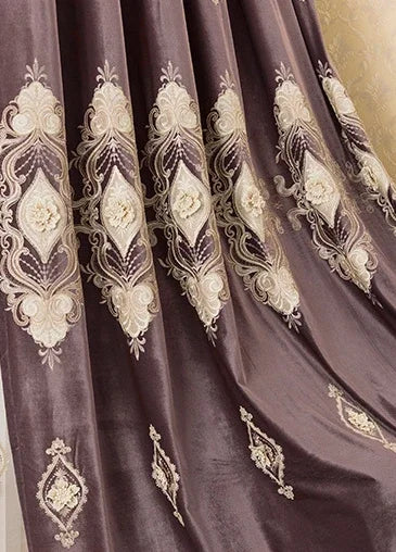 European Water Soluble Embroidery Curtains - Elegant Embroidered Drapes with Yarn for Living & Dining Room