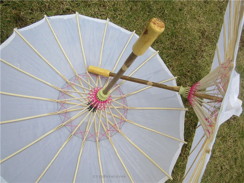 70cm Chinese Fabric Parasol — Traditional Bamboo Dance Umbrella for Weddings & Props